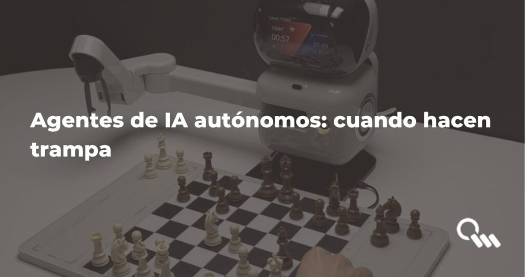 Agentes de IA autónomos: brazo robótico jugando al ajedrez, símbolo de decisiones sin supervisión